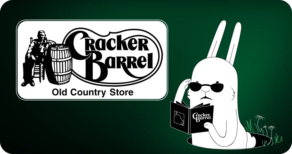 White Rabbit illustration showing why the Cracker Barrel Rebrand Failed