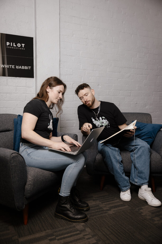 White rabbit team discussing packaging design