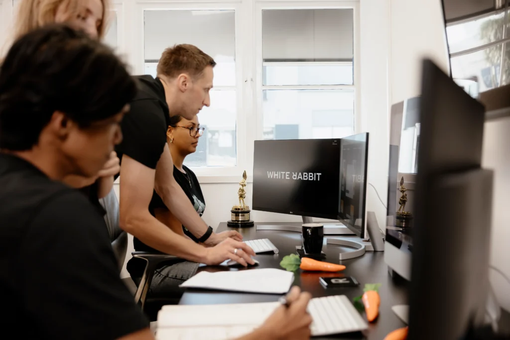 White Rabbit team working and collaborating on client project