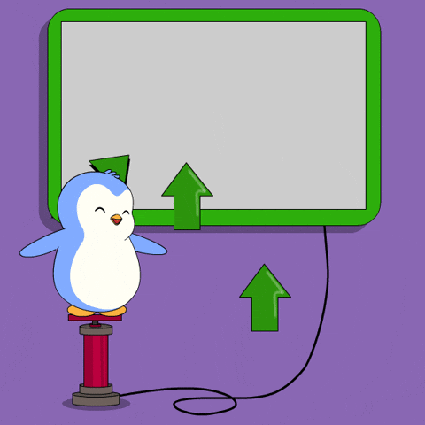 Penguin pumping up chart meme by Pudgy Penguins